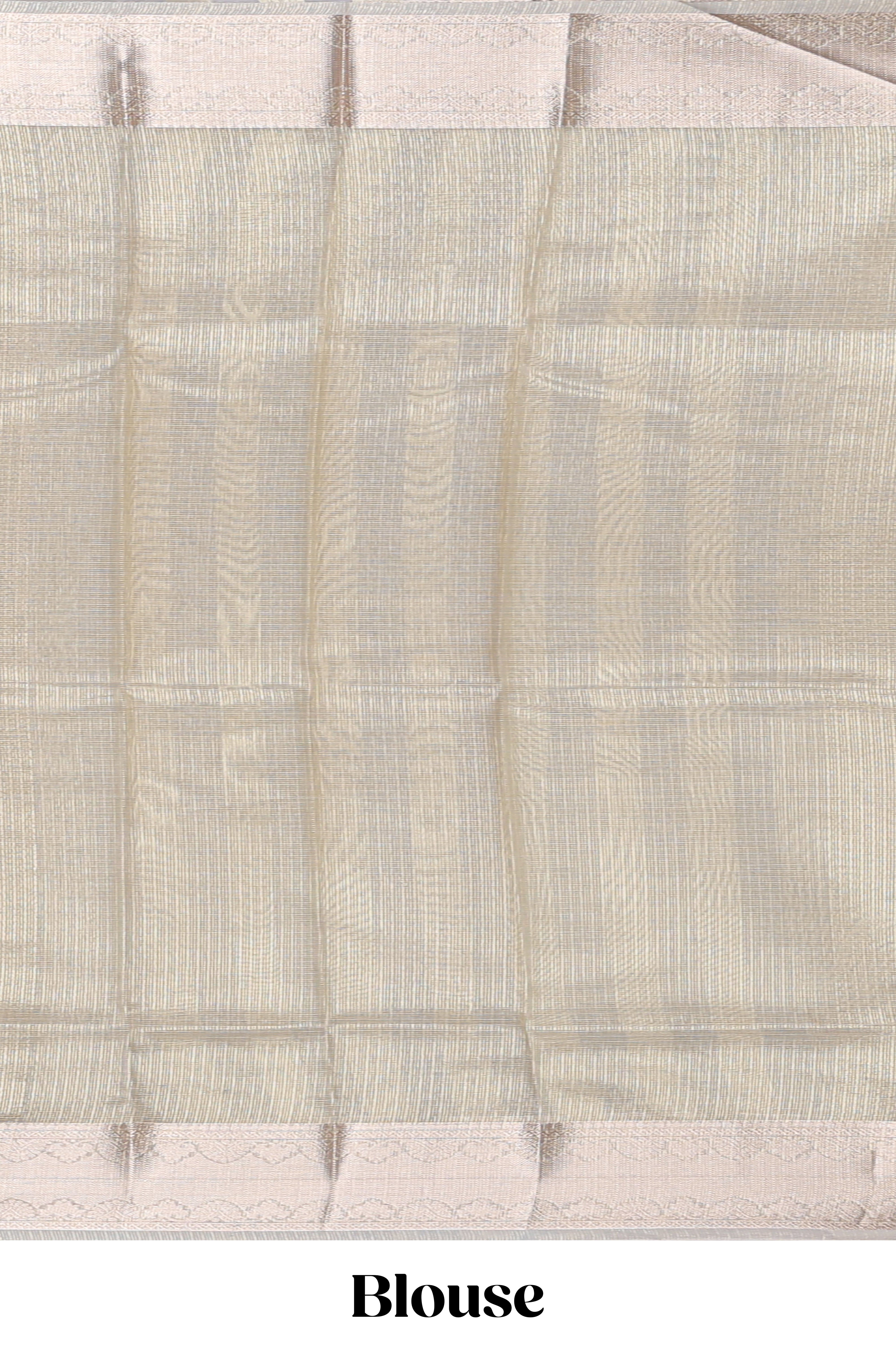 Silver grey shade geometric design art tissue saree with zari border and bouse