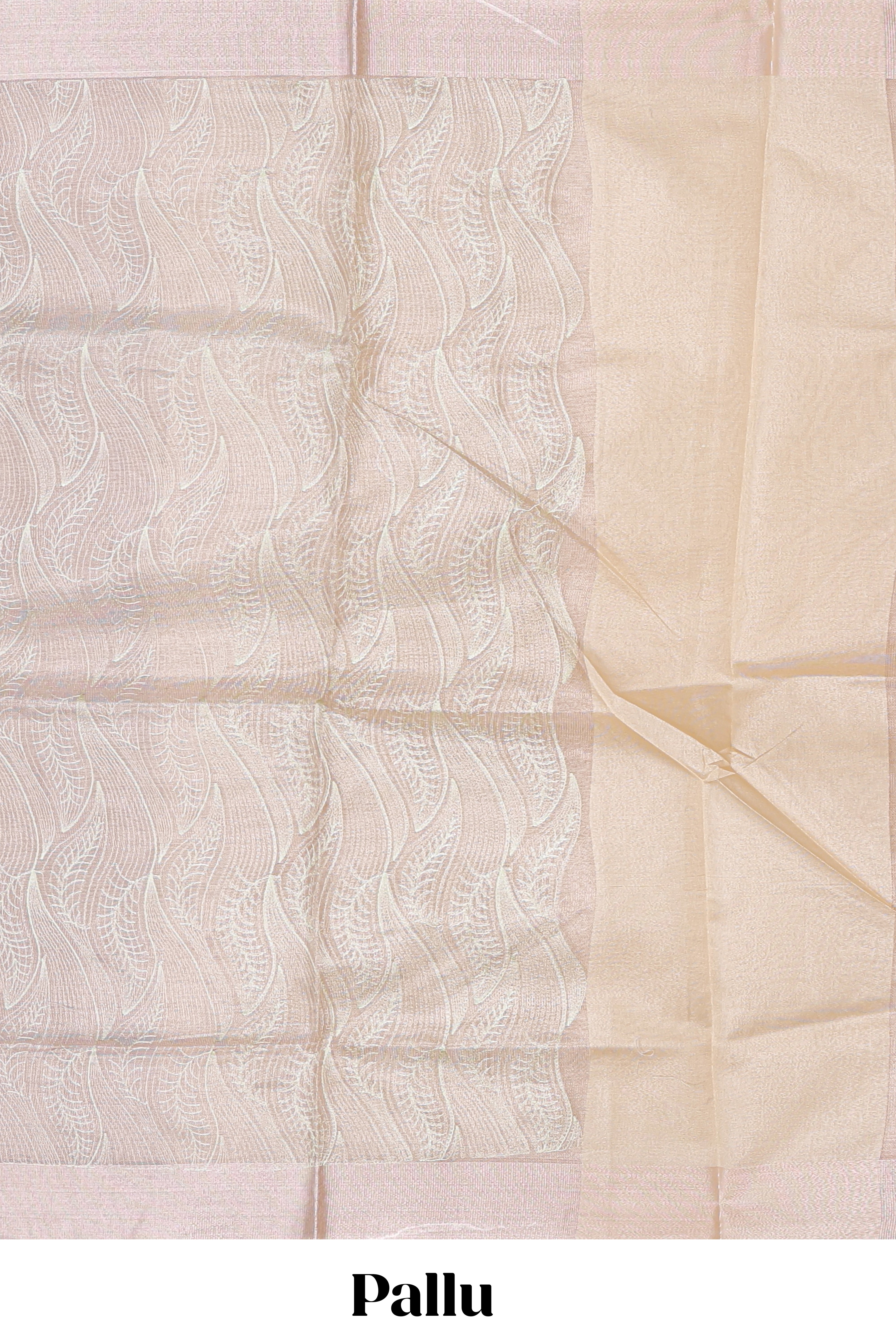 Ivory leaf patterned zari design art tissue saree with zari border and plain blouse