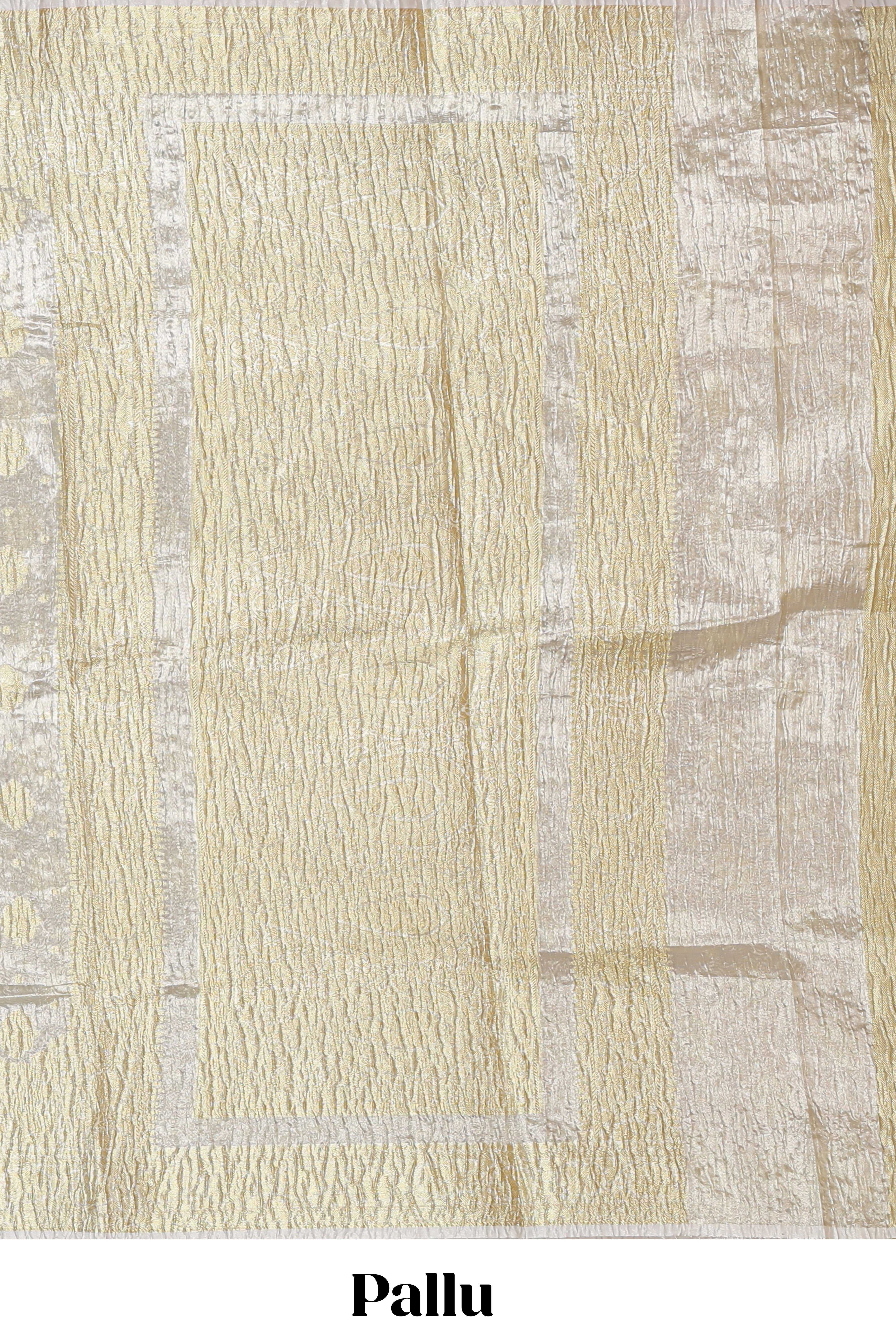 Silver shade glod floral butta design art tissue saree with zari border and plain blouse