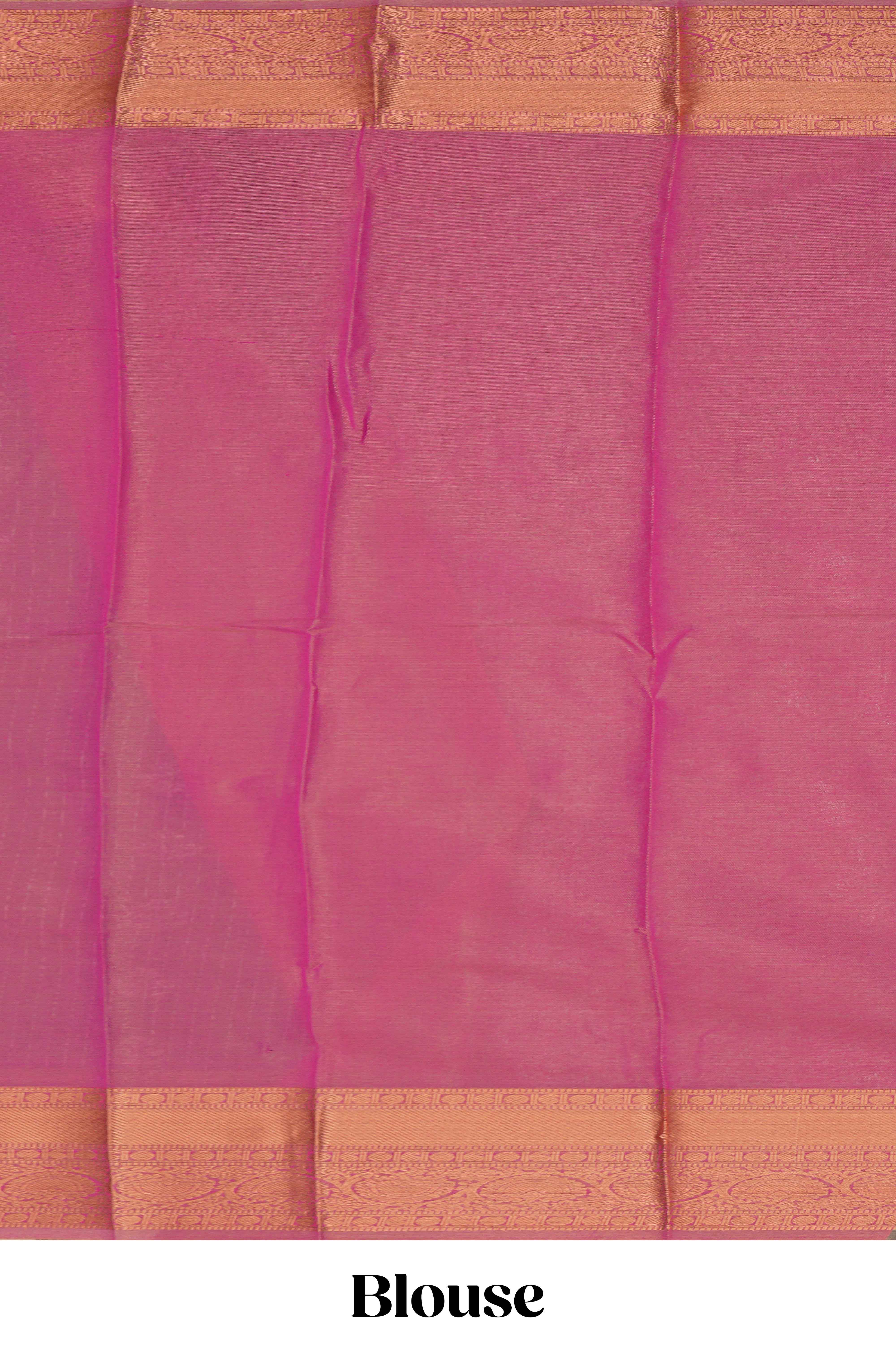 Dim grey stripes design tissue saree with contrast border and blouse