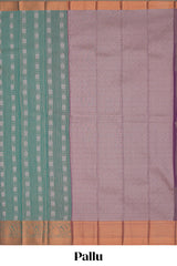 Pine green stripes design tissue saree with contrast border and blouse