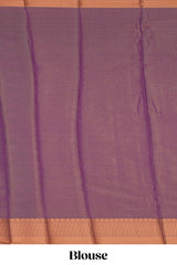 Pine green stripes design tissue saree with contrast border and blouse