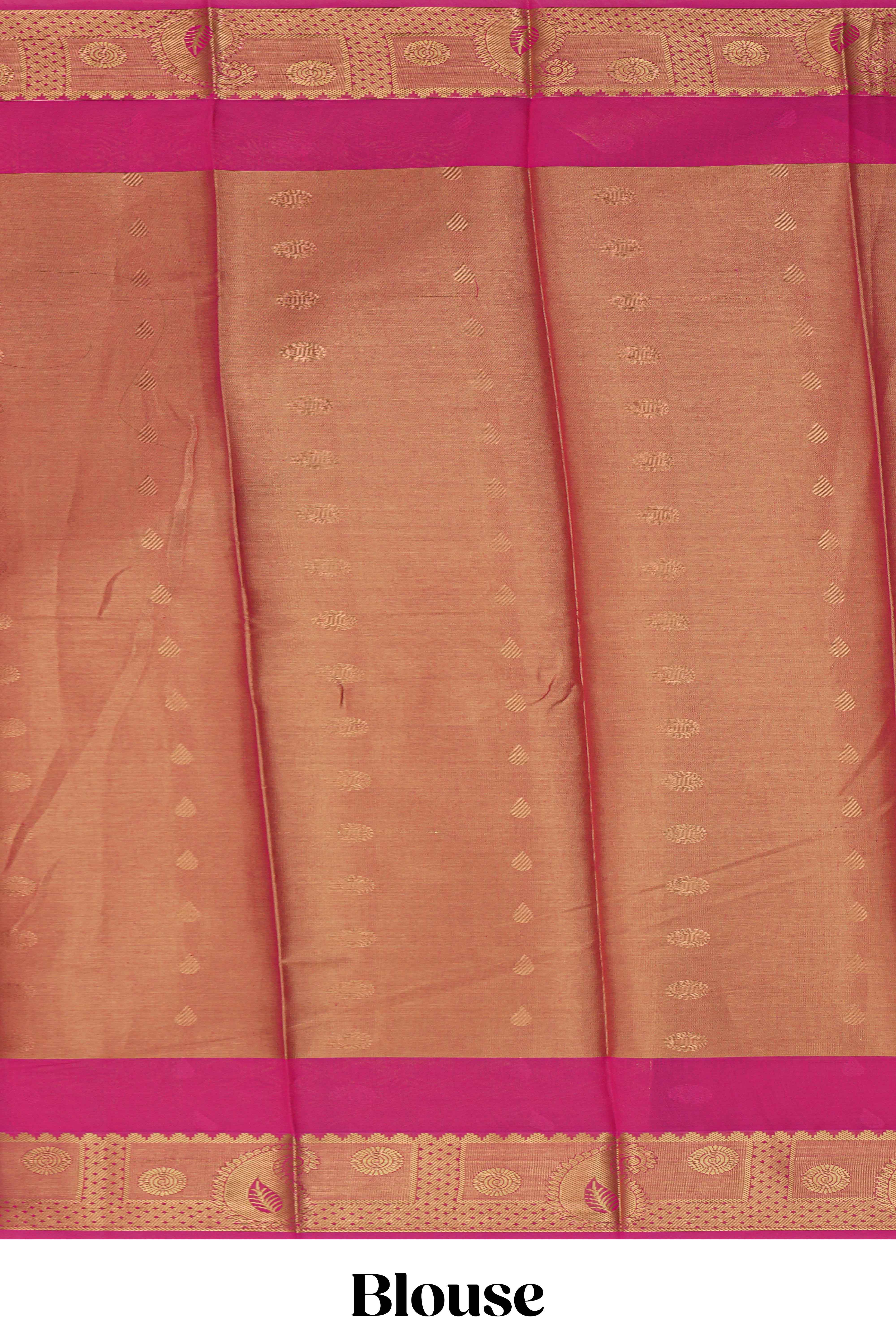 Bright Pink striped tissue saree with contrast zari border and blouse