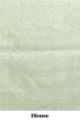 Borderless green floral motifs art tussar saree with matching blouse and floral design pallu
