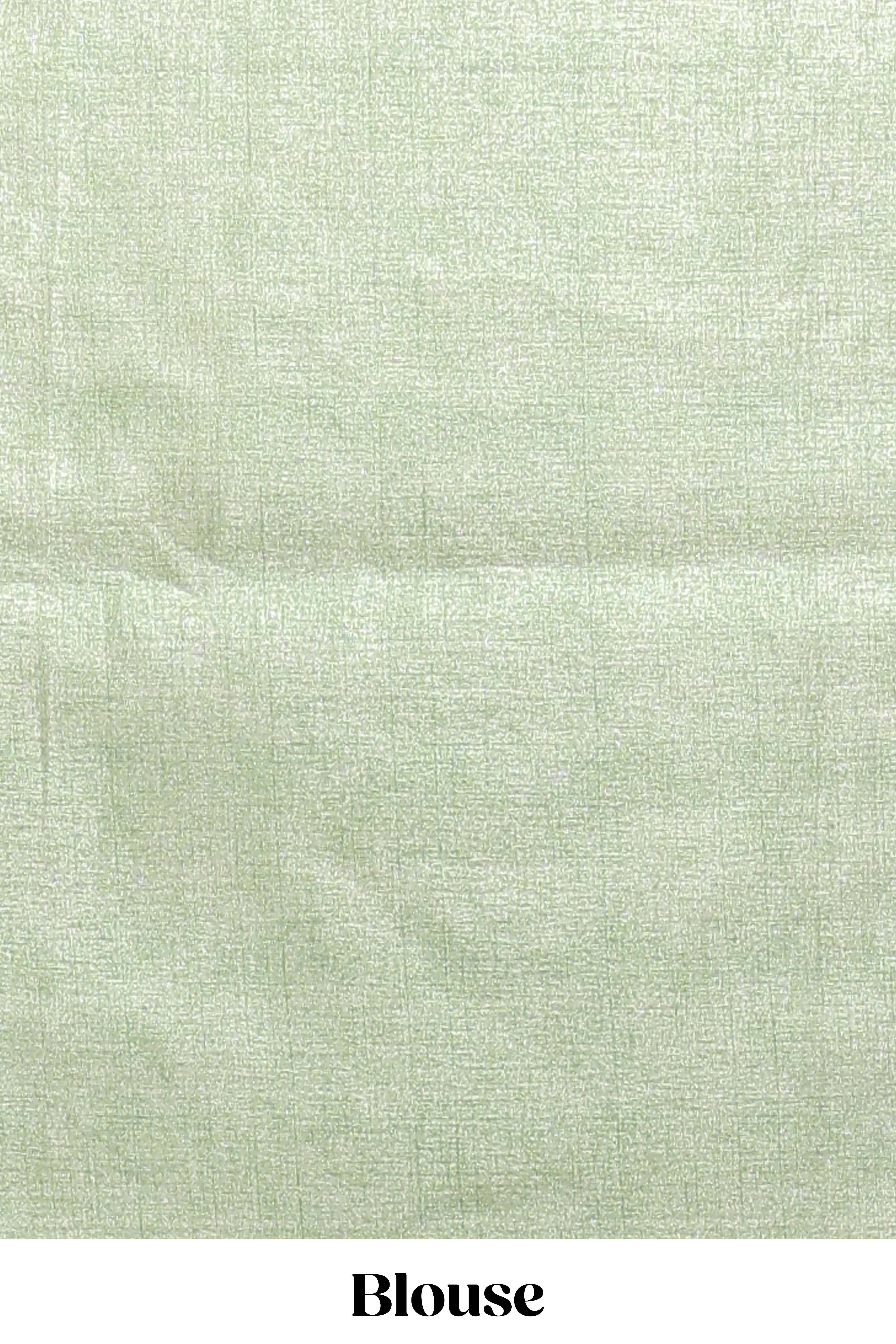 Borderless green floral motifs art tussar saree with matching blouse and floral design pallu