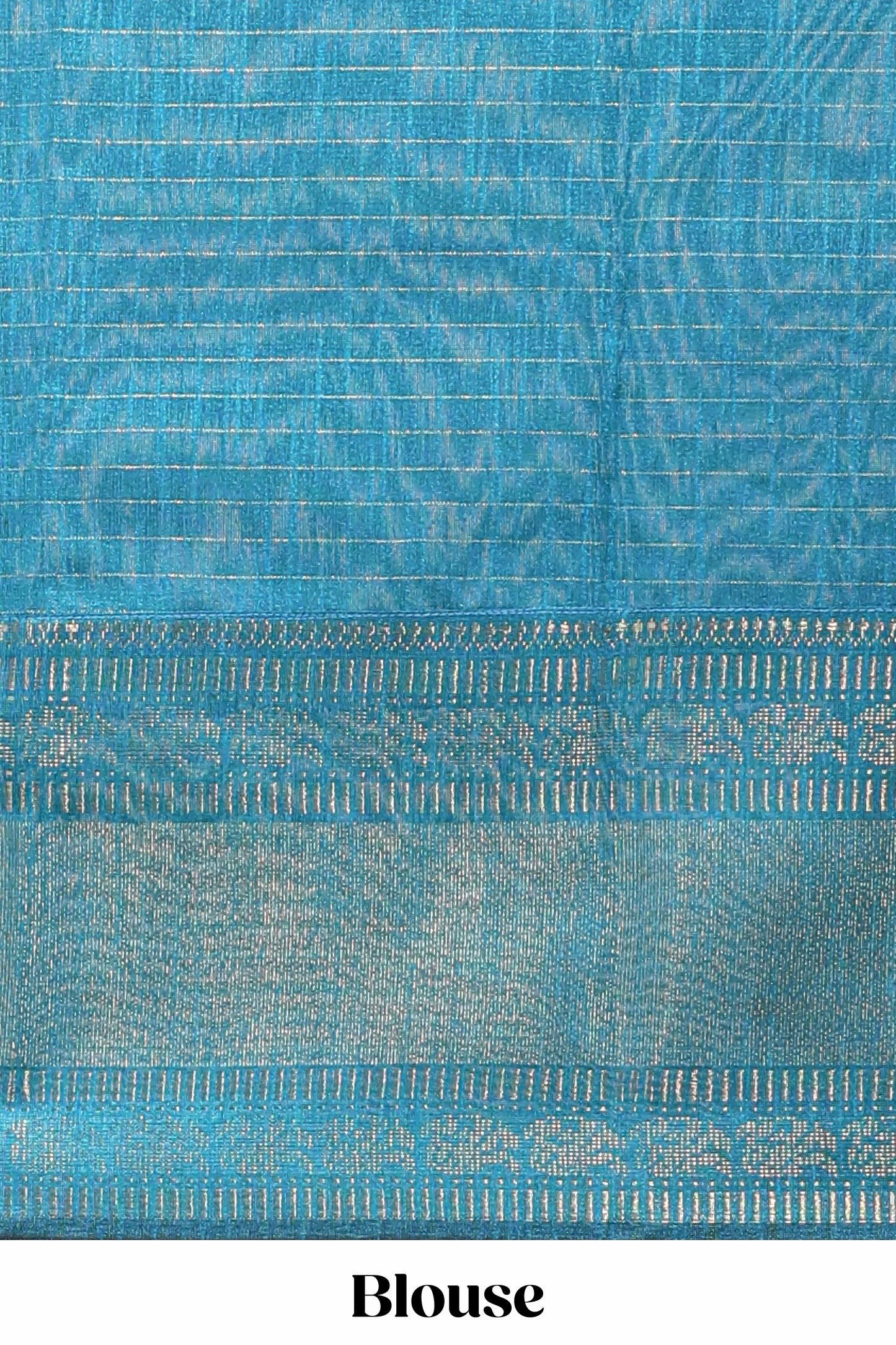 Violet checked tussar saree with contrast blue zari border and checked blouse