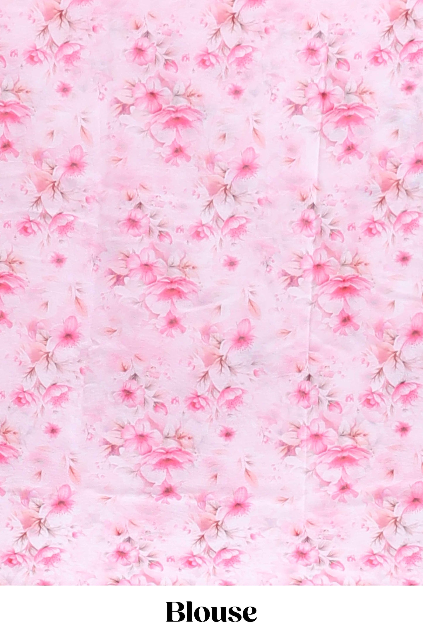Pink floral design tussar saree with self border and matching blouse