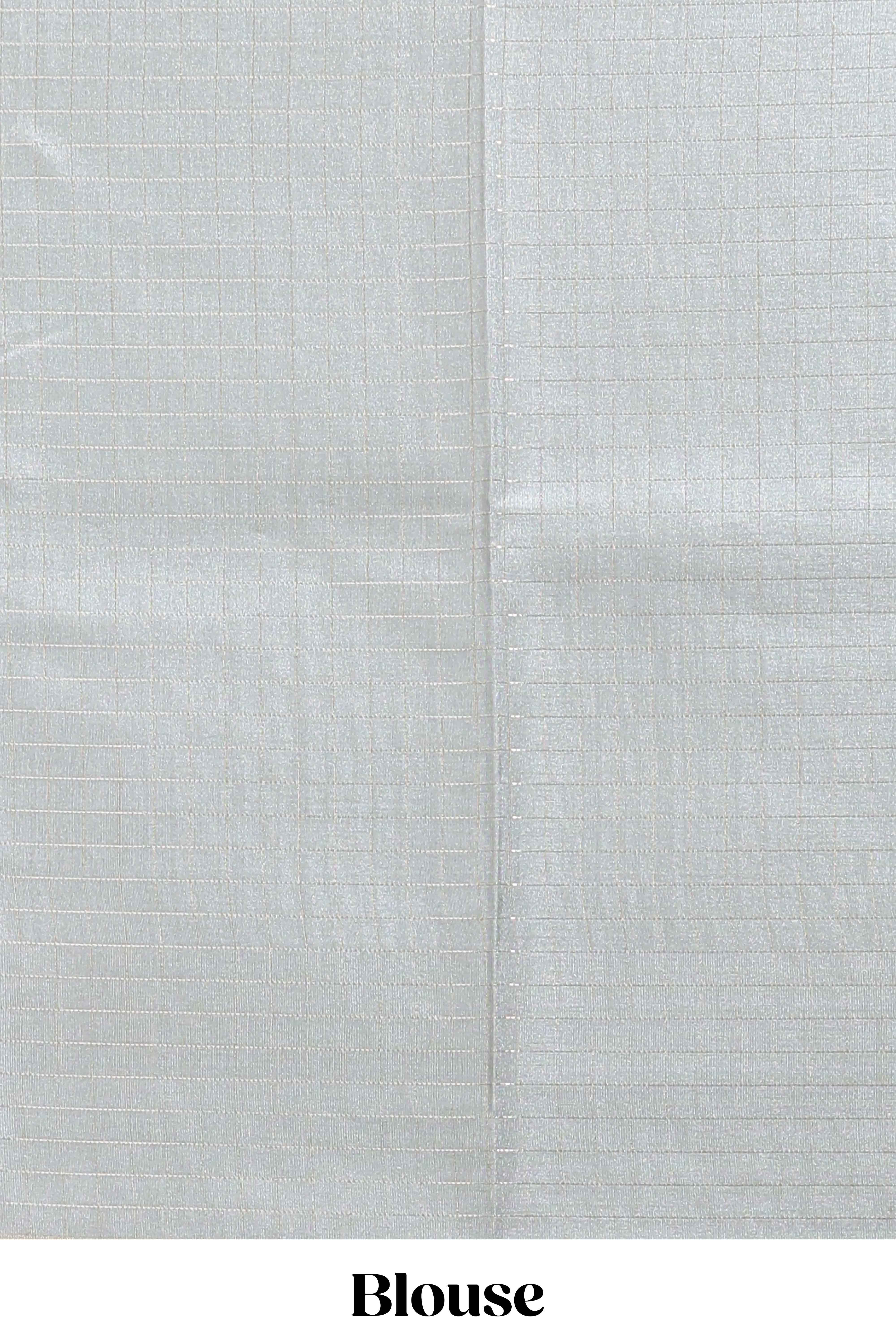 Sandal striped floral design tussar saree with contrast border and blouse