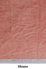 Brown geometric design semi tussar saree with contrast border and matching blouse