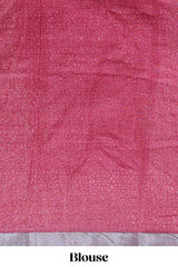 Onion pink geometric design semi tussar saree with contrast border and matching blouse