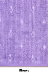 Lavender kalamkari style pattachitra storytelling motifs tussar saree with self border and matching blouse