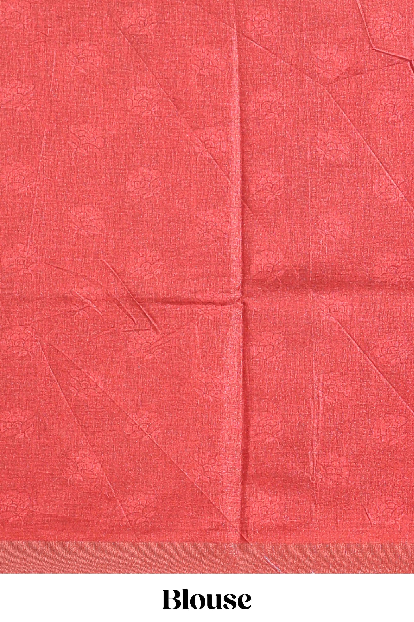 Red floral design tussar saree with self zari border and matching blouse