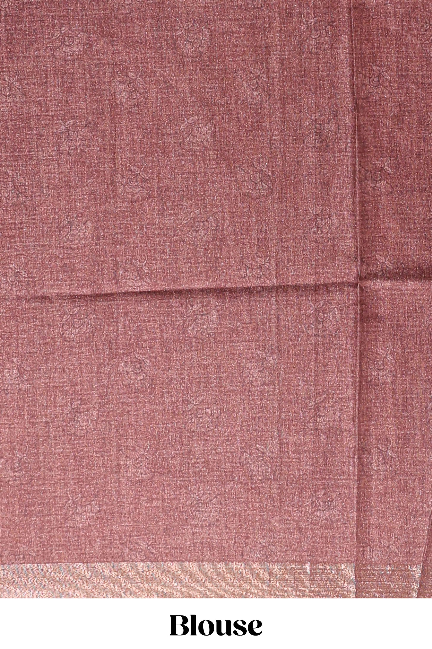 Brown floral design tussar saree with self zari border and matching blouse
