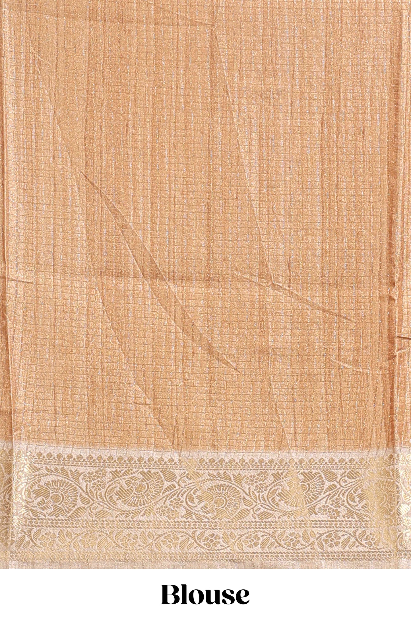 Sandal checked madhubani style tussar saree with contrast zari border and matching blouse