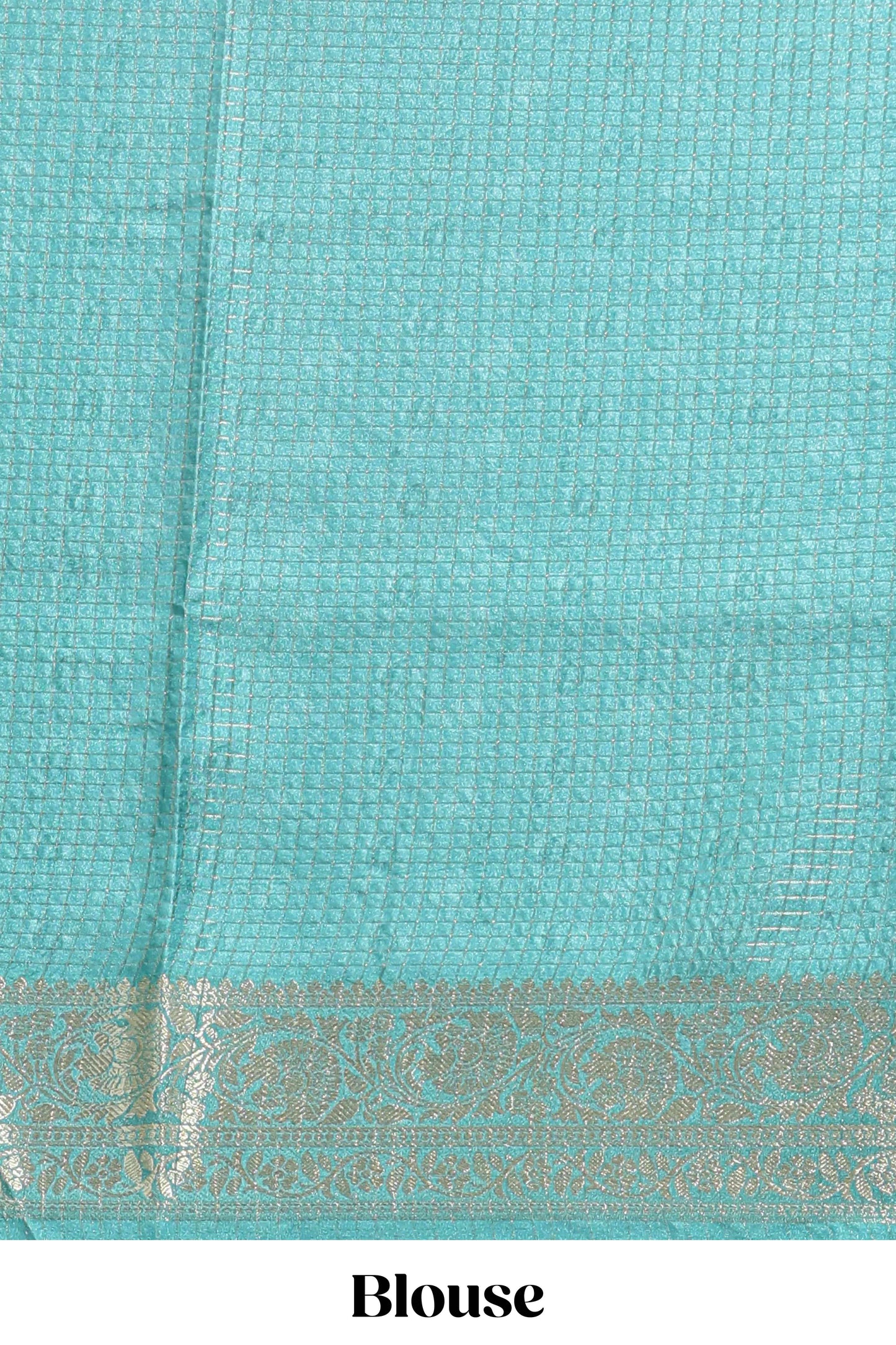 Cream & green dual shade checked peacock & floral design tussar saree with self zari border and matching blouse