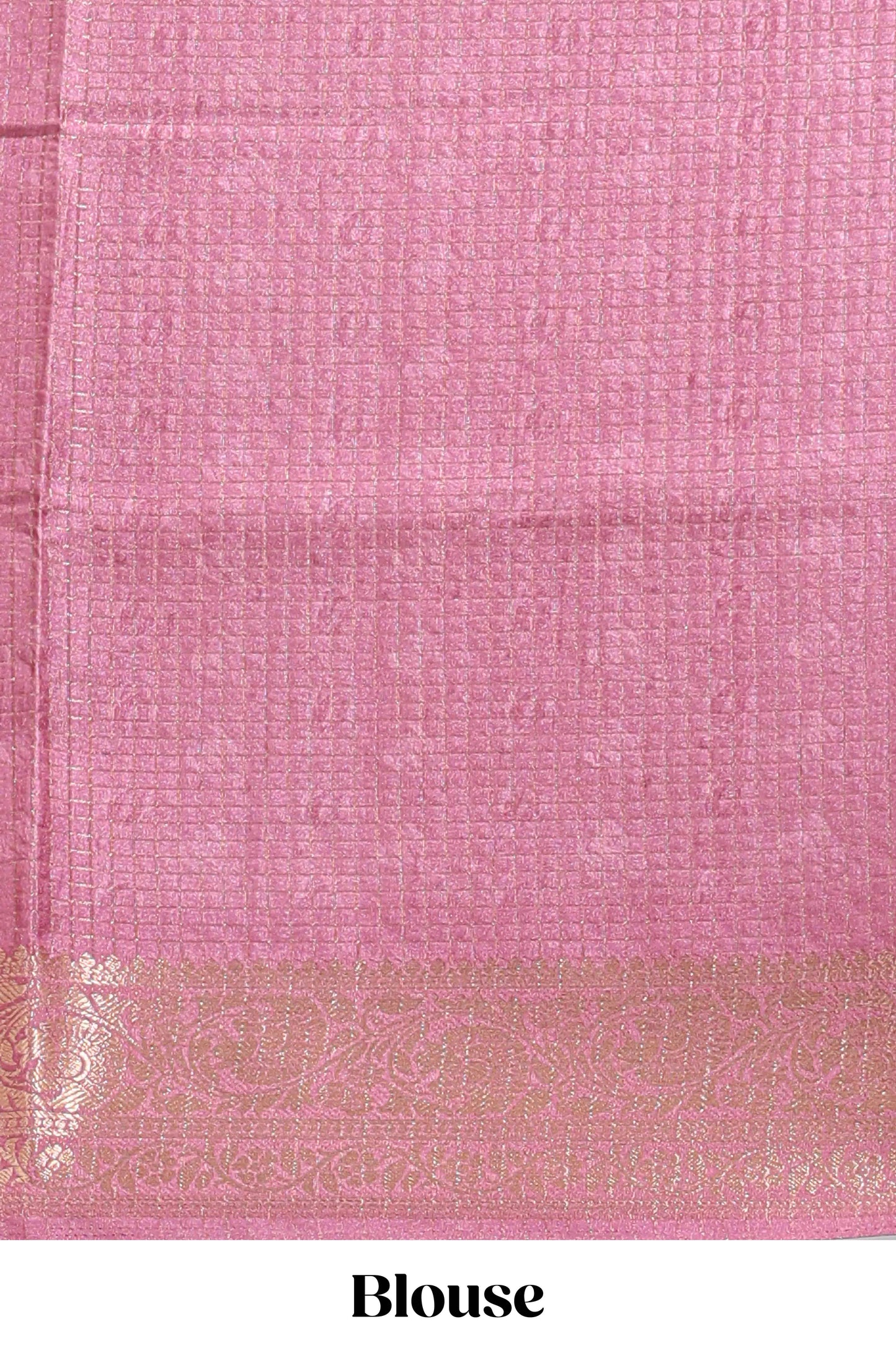 Cream & peach dual shade checked peacock & floral design tussar saree with self zari border and matching blouse