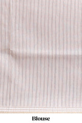 Beige geometric design tussar saree with self border and matching blouse