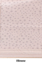 Beige geometric design tussar saree with self border and matching blouse