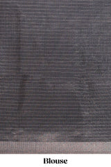 Black checked tussar saree with self zari border and matching striped blouse