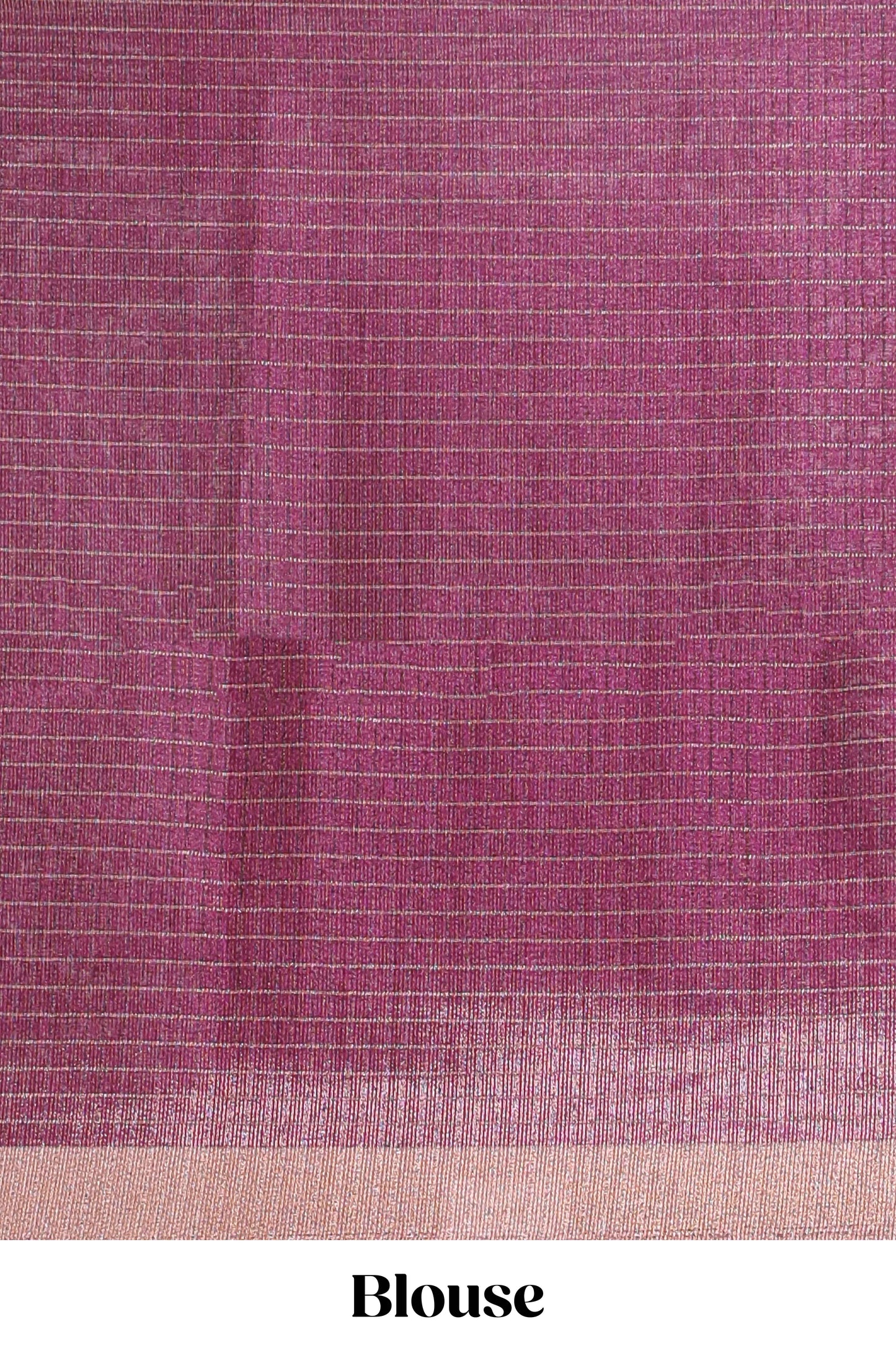 Magenta checked tussar saree with self zari border and matching striped blouse