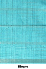Orange checked semi tussar saree with contrast border and striped blouse