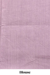 Borderless mauve floral design semi tussar saree with self pallu and blouse