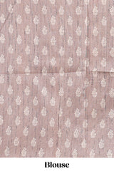 Purple floral design semi tussar saree with contrast border and floral printed blouse