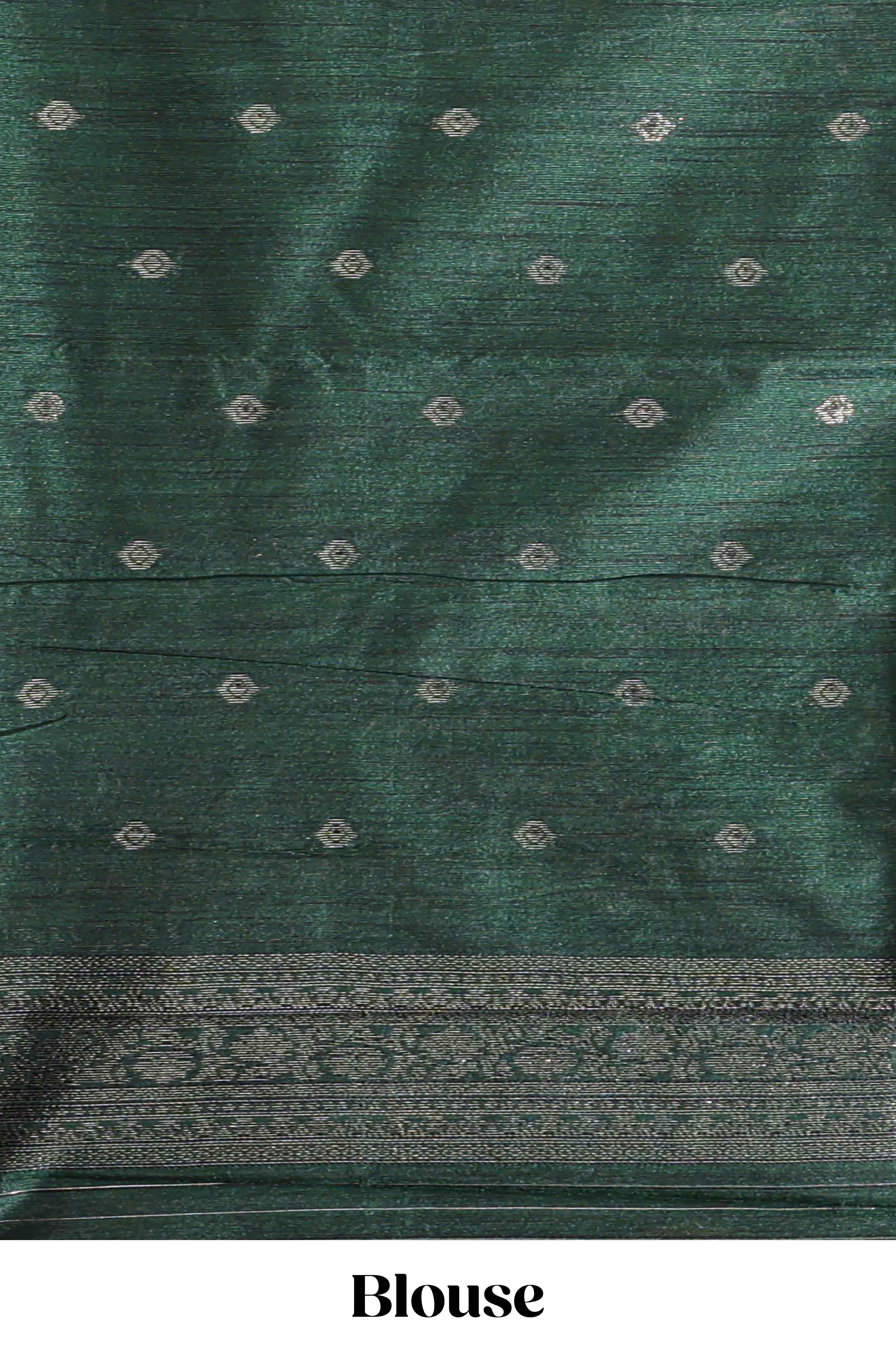 Borderless mustard floral design semi tussar saree with contrast pallu and blouse
