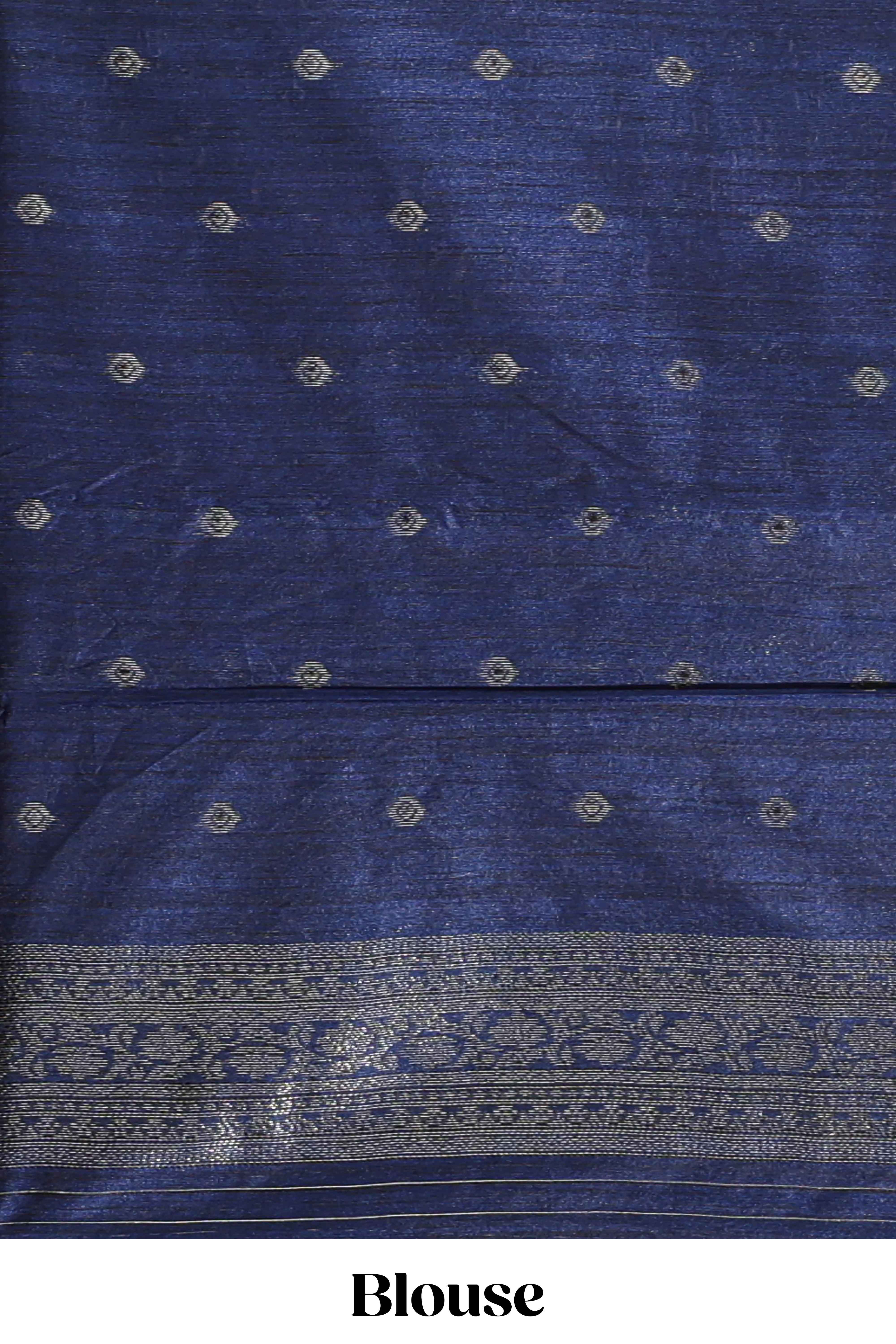 Borderless pink floral design semi tussar saree with contrast pallu and blouse