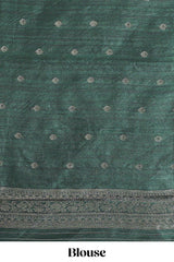Borderless maroon floral design semi tussar saree with contrast pallu and blouse