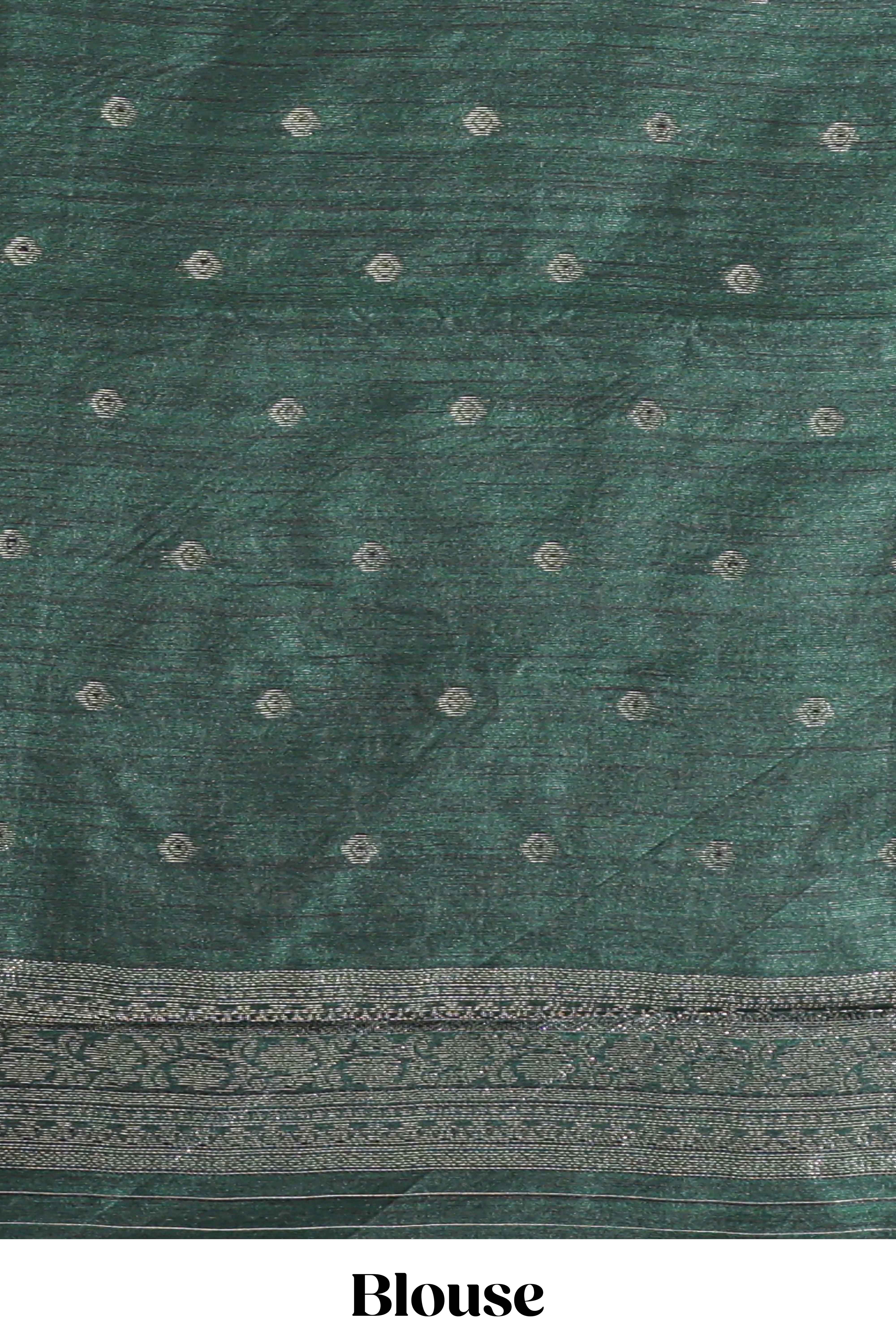 Borderless maroon floral design semi tussar saree with contrast pallu and blouse