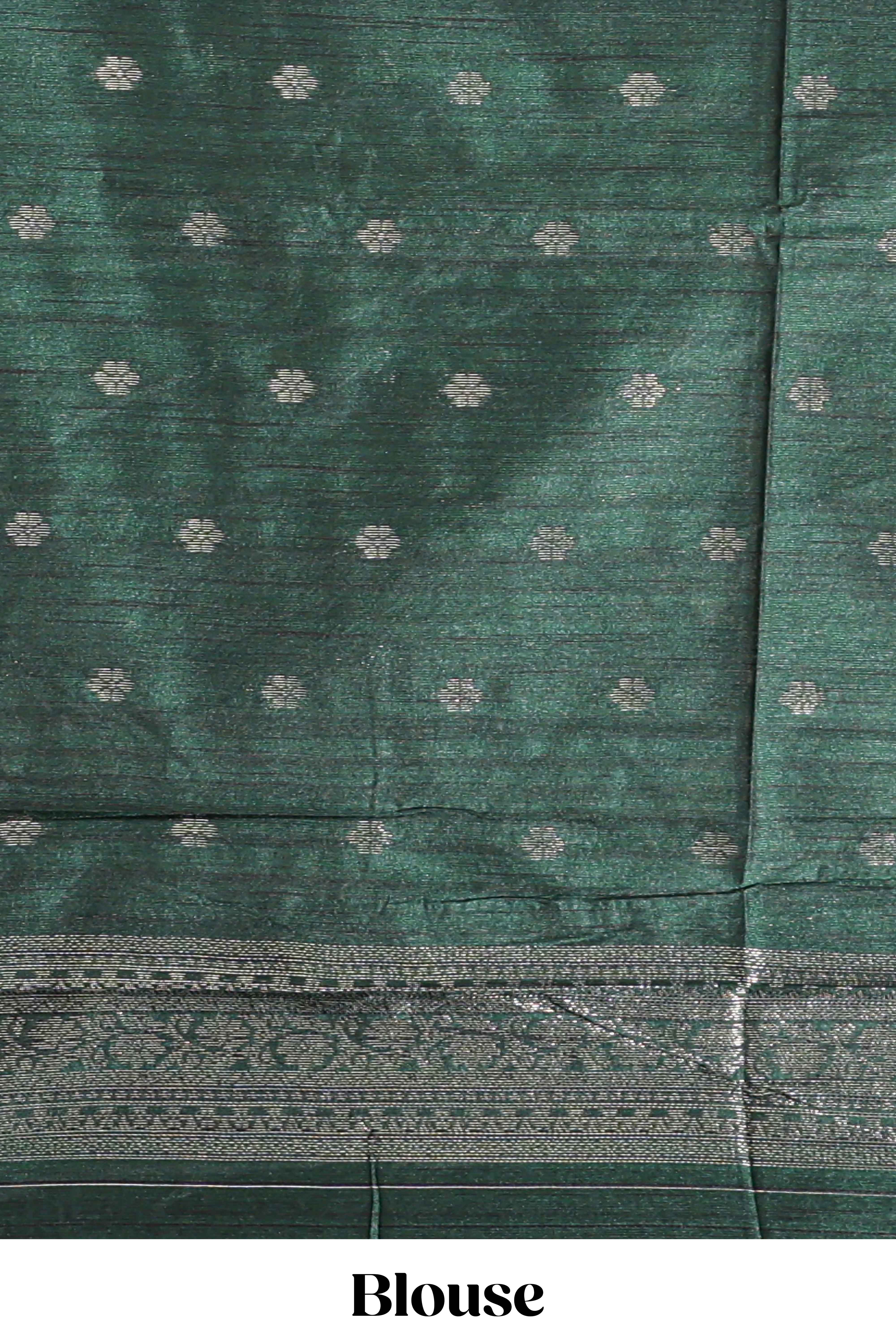 Borderless yellow floral design semi tussar saree with contrast pallu and blouse