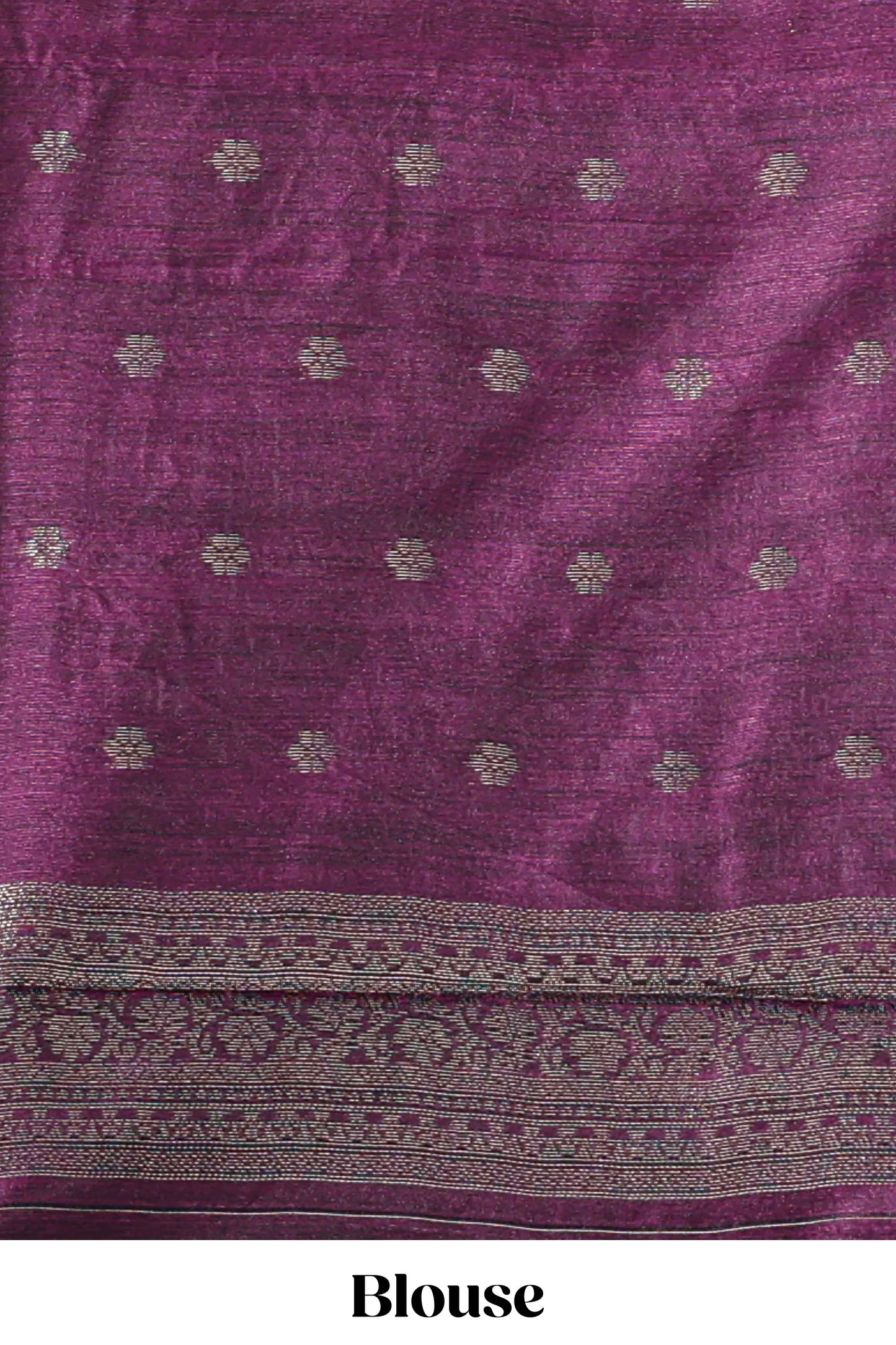 Borderless blue floral design semi tussar saree with contrast pallu and blouse