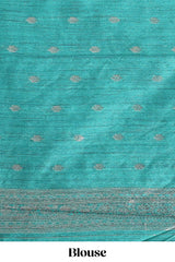 Borderless purple floral design semi tussar saree with contrast pallu and blouse