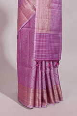 Lavender floral brocade jacquard design semi tussar saree with self border and matching blouse