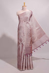 Dusky Pink jacquard floral zari motifs design semi tussar saree with self border and matching blouse
