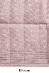 Dusky Pink jacquard floral zari motifs design semi tussar saree with self border and matching blouse