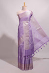 Lavender jacquard floral zari motifs design semi tussar saree with self border and matching blouse