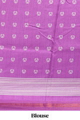 Green floral motifs semi tussar saree with contrast border and printed blouse