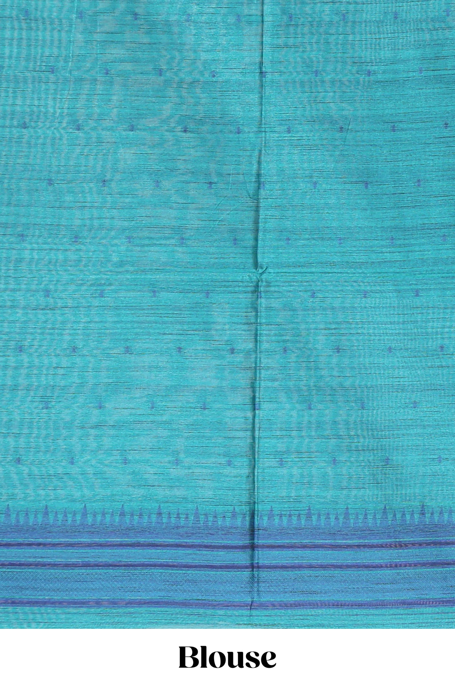 Blue ikkat motifs design semi tussar saree with contrast border and striped blouse
