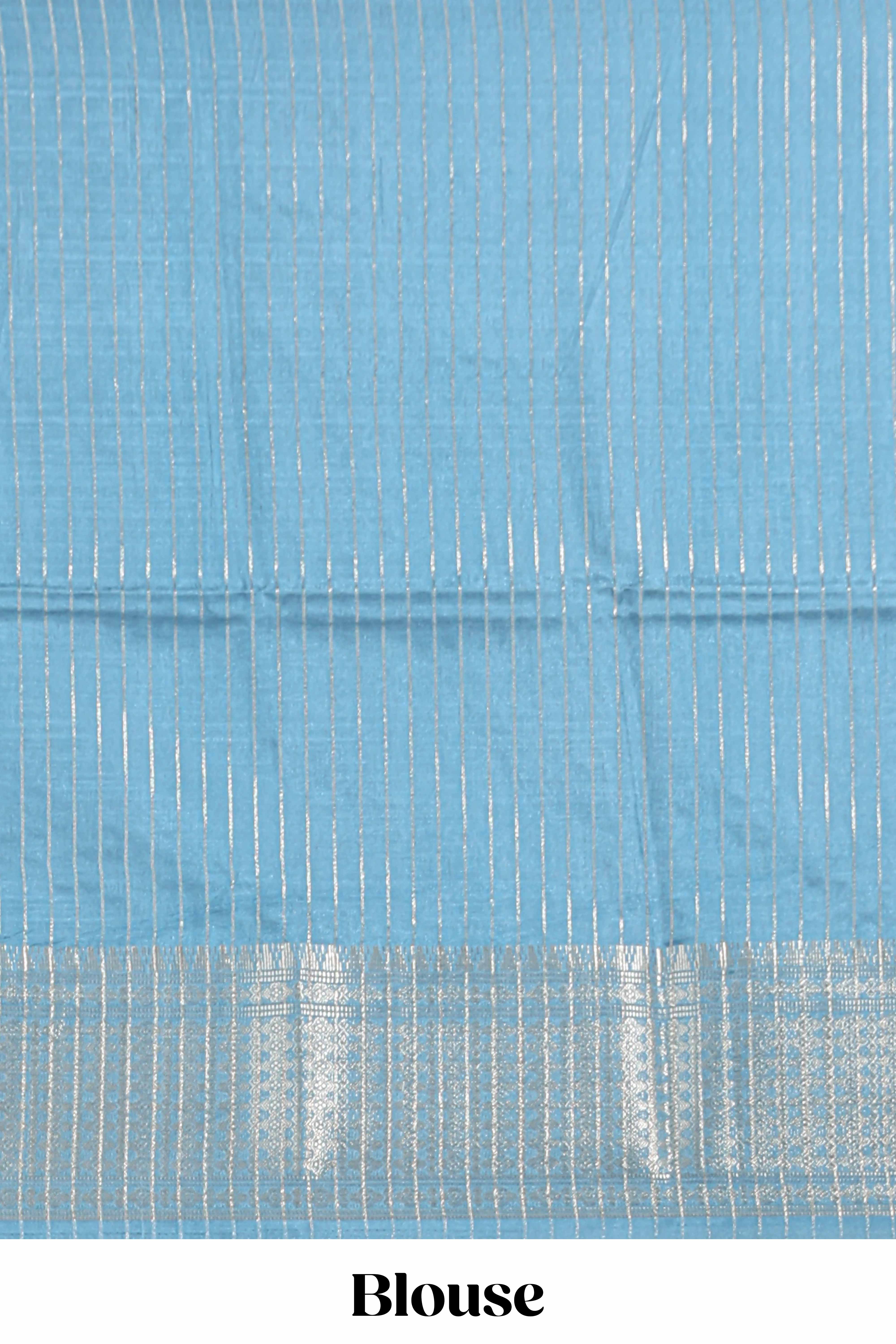 Blue colour story bookprintedsemi tussar saree with zari border and zari weaving blouse