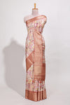 Rust orange colour story bookprintedsemi tussar saree with zari border and zari weaving blouse