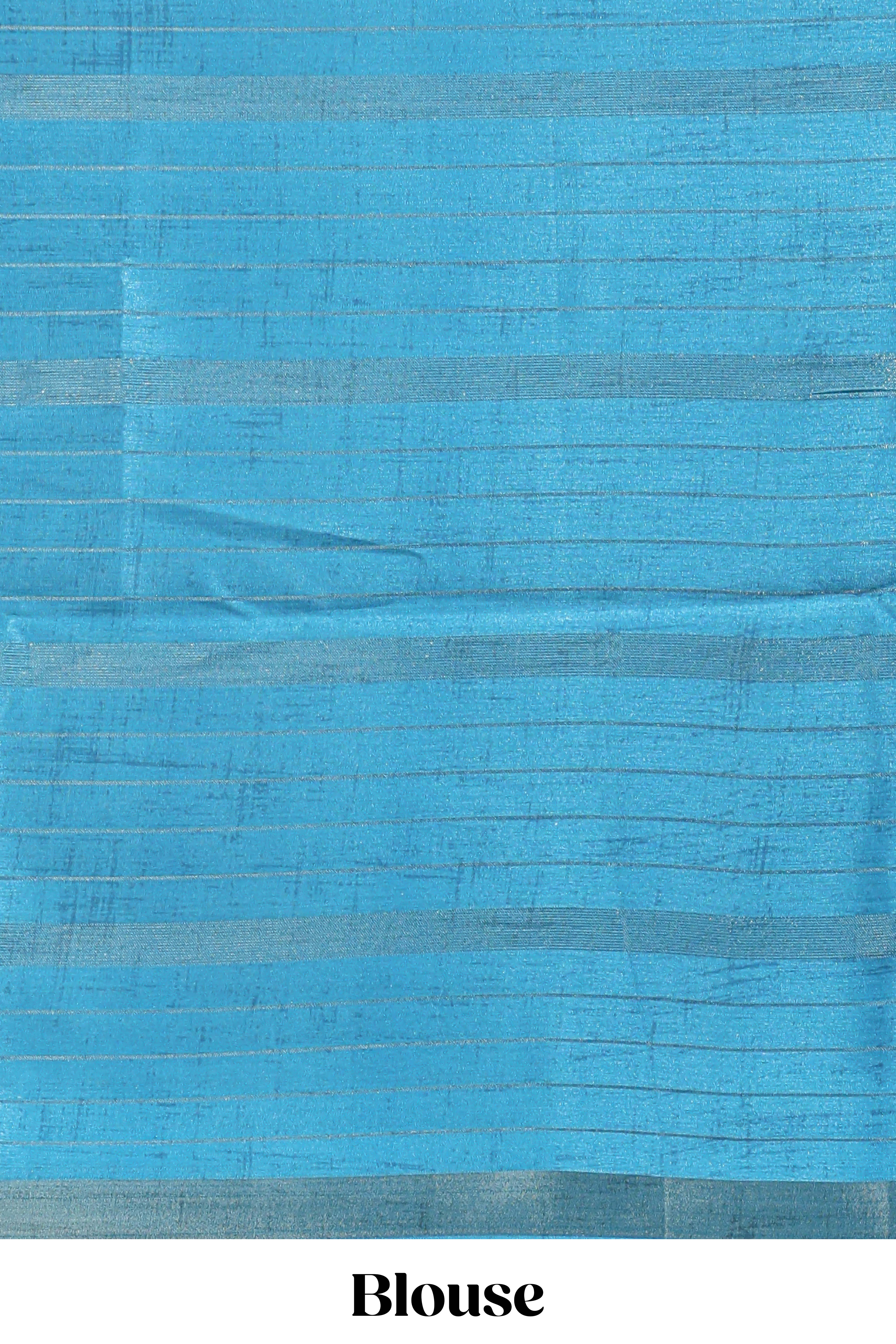 Multi colour and floral semi tussar saree with contrast border andcontrast blouse