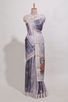 multicolour floral printedsemi tussar saree with zari border and matching blouse