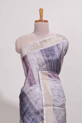 multicolour floral printedsemi tussar saree with zari border and matching blouse