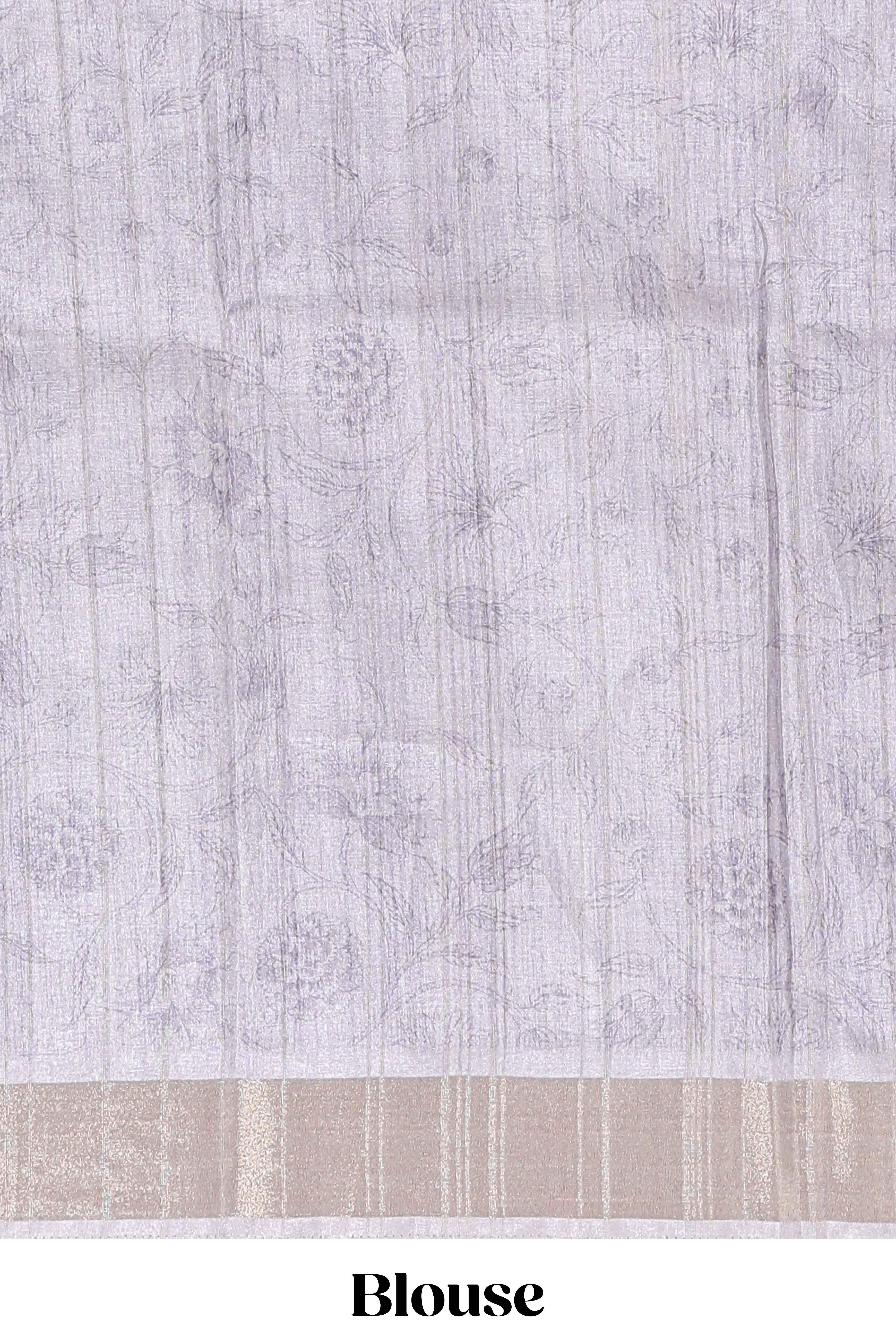 multicolour floral printedsemi tussar saree with zari border and matching blouse