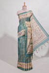 warli print tussar saree with self print blouse , along with tassels