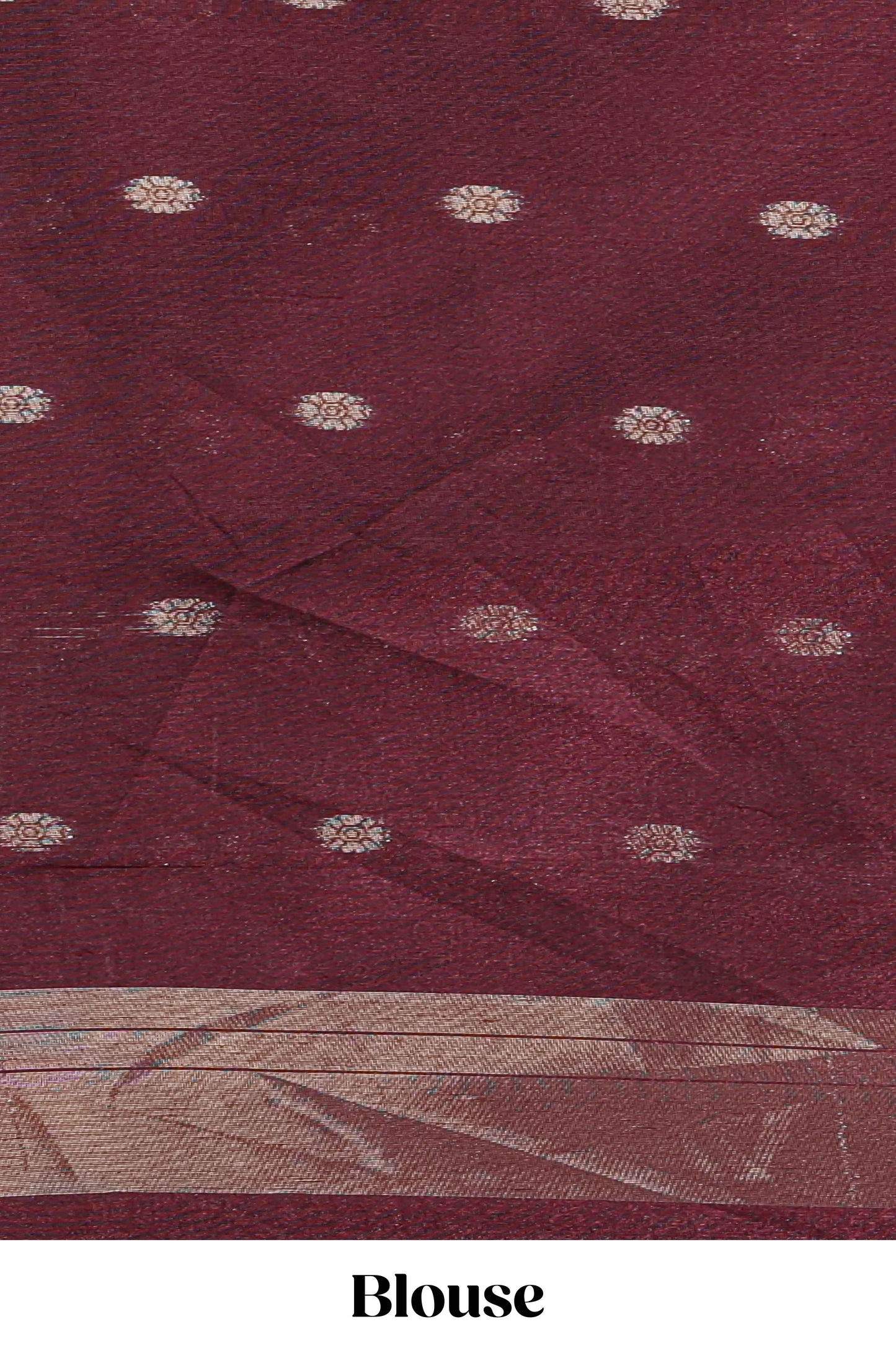 Maroon shimmering zari tussar saree with zari detailing temple pattern borders , and a rich zari pallu