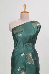 green tussar saree elephant inspired zari motifswithzari butta blouse and matching pallu
