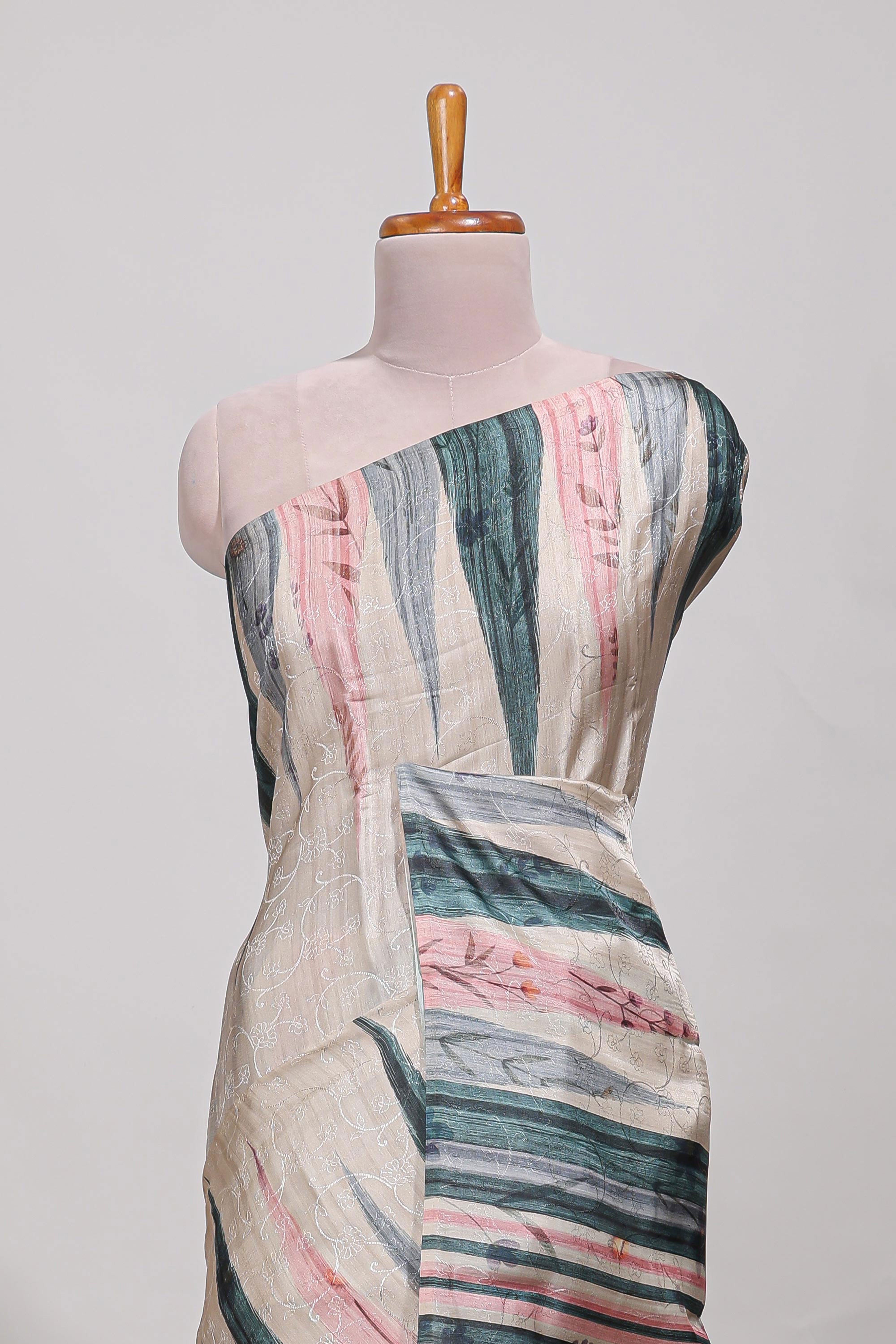 Bottle green ikkat print tussar saree pastel multi coloured ikkat patterns with matching blouse with matching pallu